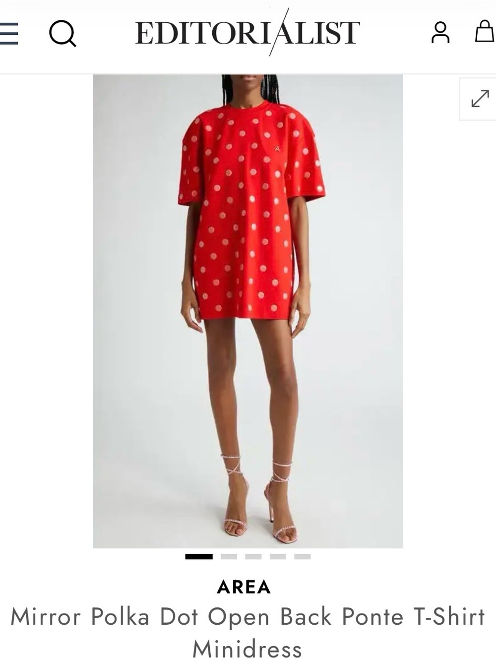 AREA Red Mirror Polka Dot Ponte T-Shirt Minidress